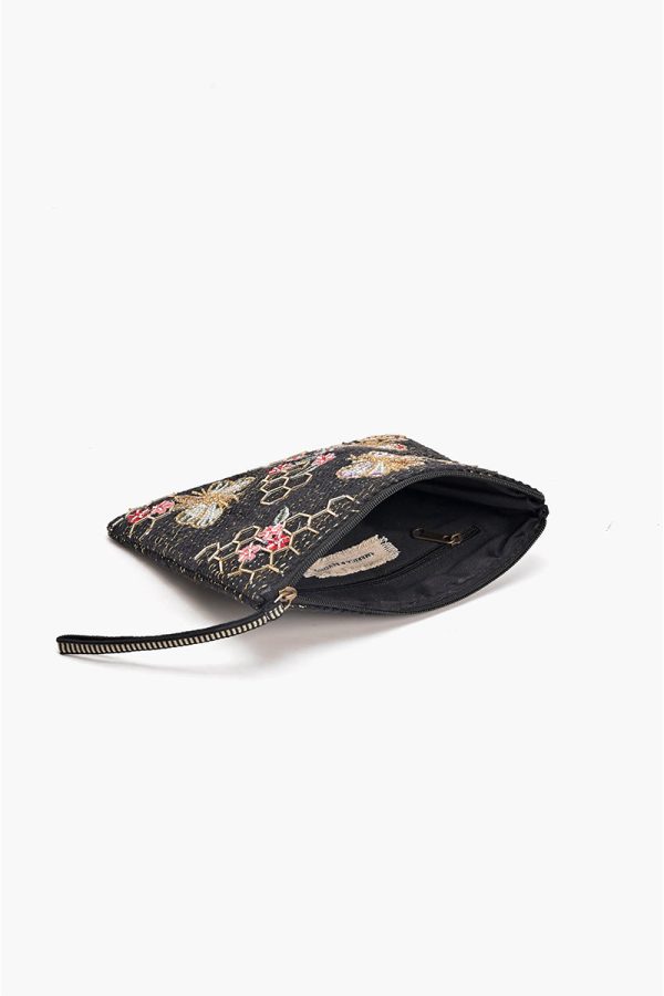 Black Bee Wristlets Hand-Woven Jacquard Design - Image 4