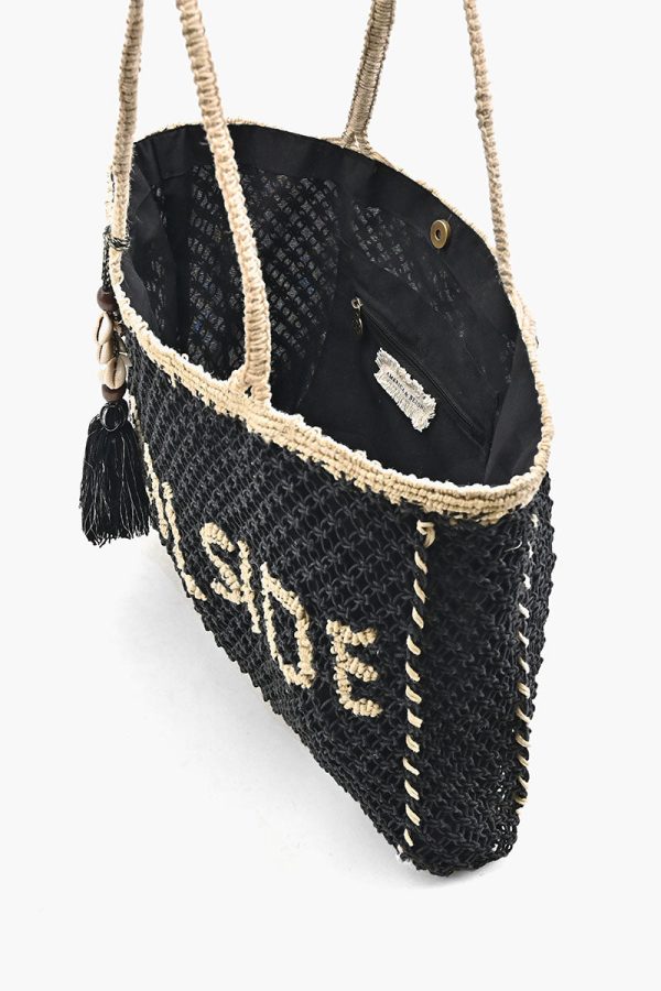 Black 'Poolside' Jute Macrame Tote - Image 5