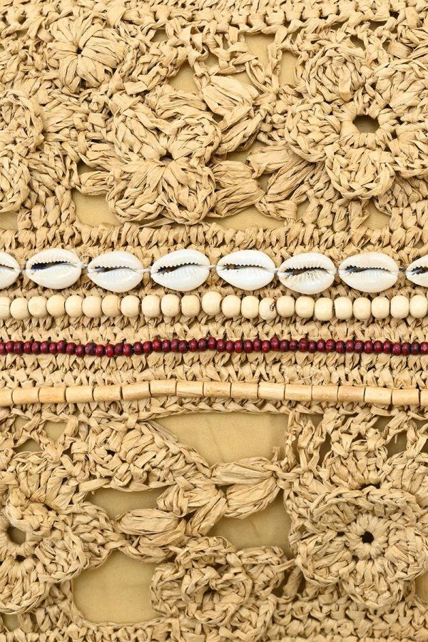 Bali Beaded Shell Raffia Tote - Image 2