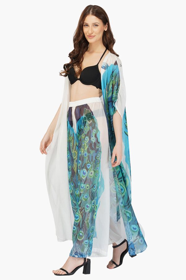 Peacock Chiffon Cover Up Pants - Image 2
