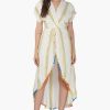 Roman Stripe Wrap Cover up Dress
