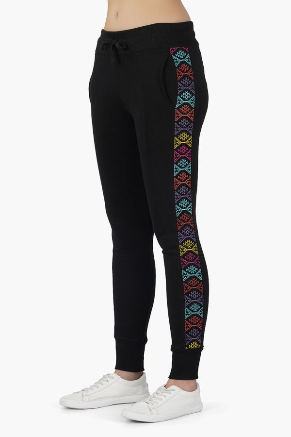 Black Pants with Embroidered Side seam - Image 3