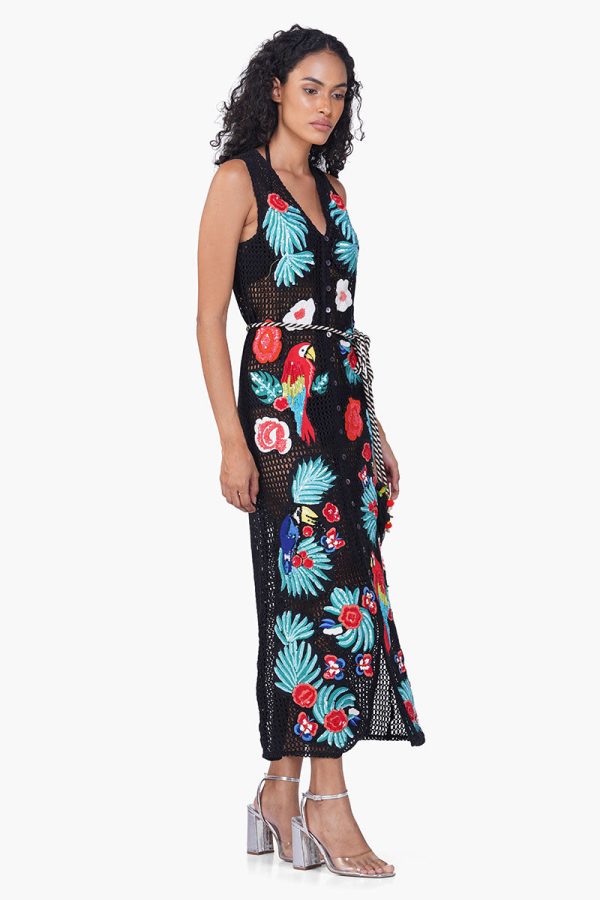 Maison Black Embroidered Maxi Dress - Image 2