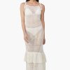 Jennifer White Crochet Lace Fabric Double Frill Cover Up