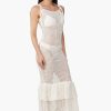 Jennifer White Crochet Lace Fabric Double Frill Cover Up - Image 2