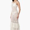 Jennifer White Crochet Lace Fabric Double Frill Cover Up - Image 3