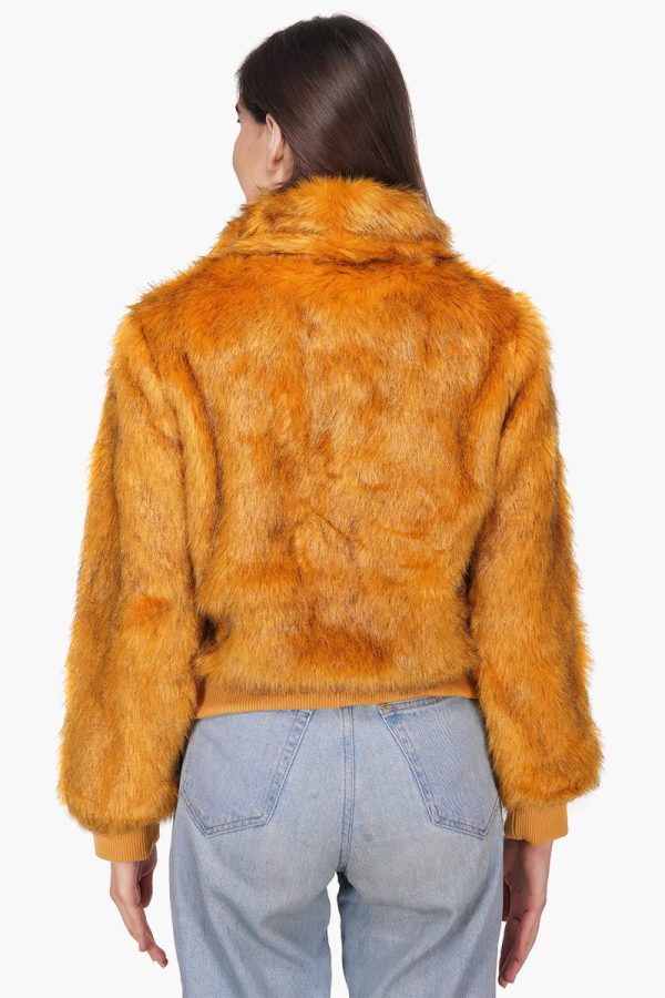 Golden Fox Faux Fur Bomber Jacket - Image 4