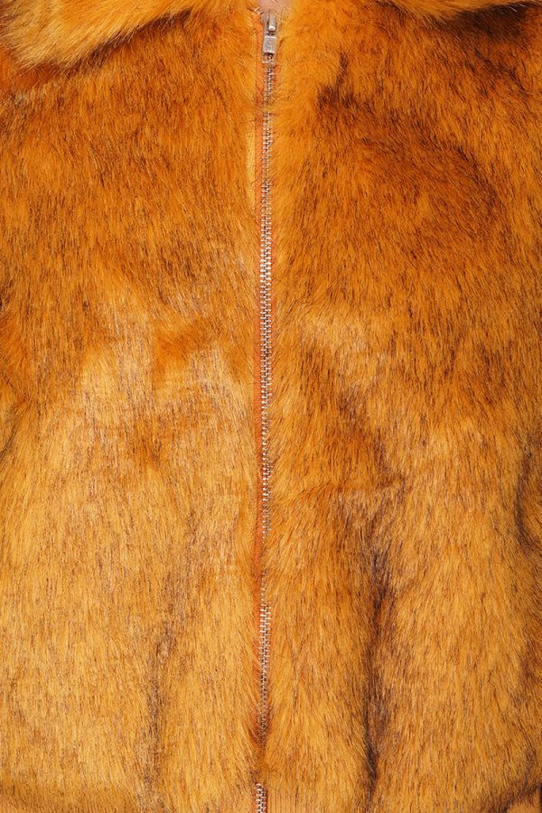 Golden Fox Faux Fur Bomber Jacket - Image 5