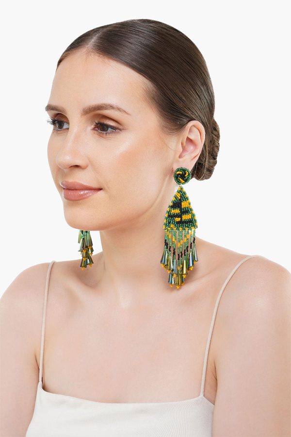 Emerald Beaded Drop Earrings - Image 5